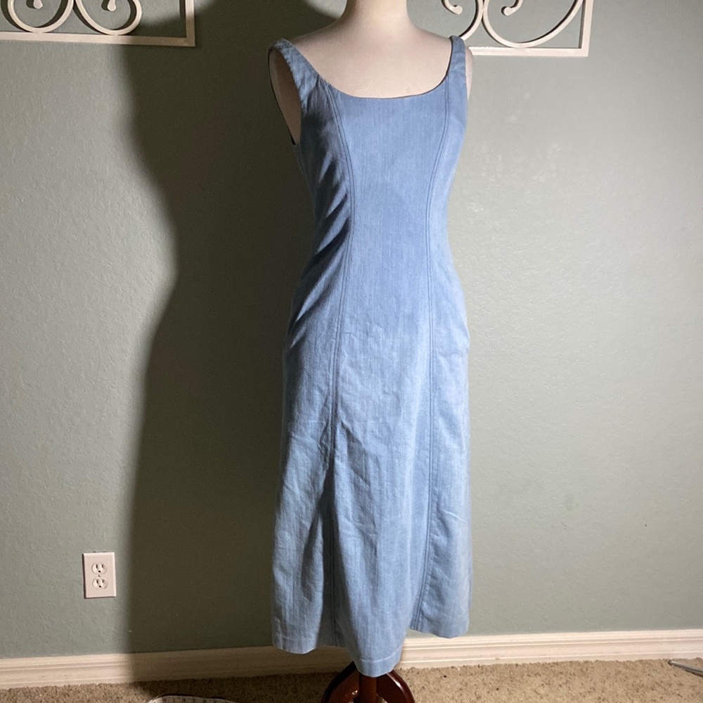 RARE Like new Gabriela Hearst denim sleeveless pockets midi Dress